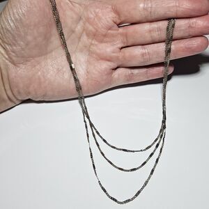 **Sale** Vintage 1928 Silver Tone Layered Chain Necklace 16"